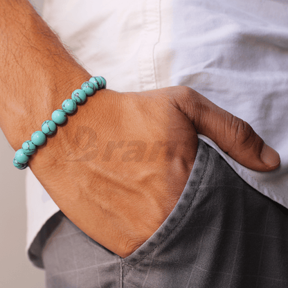 Spiritual Turquoise Blue Crystal Bracelet For Men