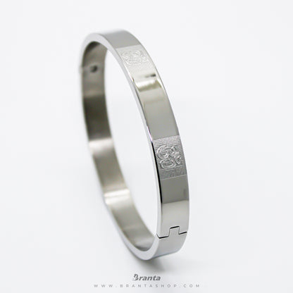 Om Carving Premium Silver Men's Bracelet