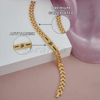 Om Loose Bracelet For Men With Black Line (8 Inch)