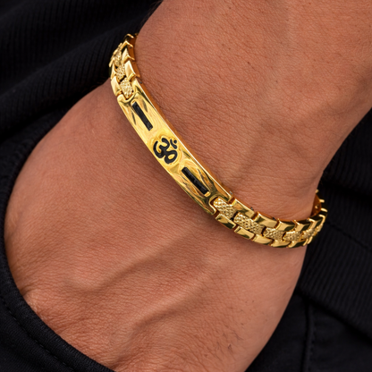 Om Loose Bracelet For Men With Black Line (8 Inch)