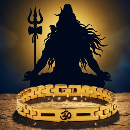 Om Loose Bracelet For Men With Black Line (8 Inch)