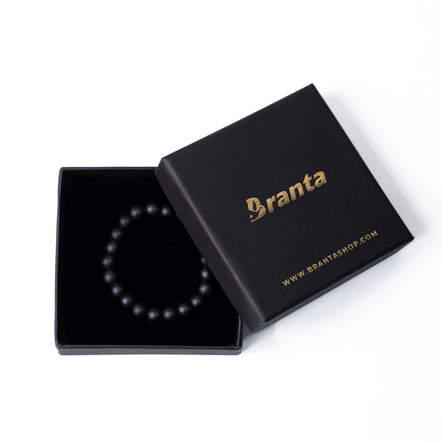 Matte Black Natural Crystals Bracelet For Men
