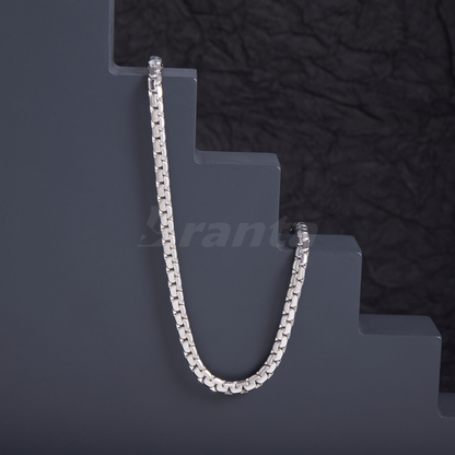 Stylish Stainless Steel Silver Chain For Men (21.5 Inch)