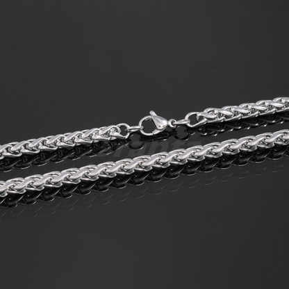Stainless Steel Twisted Necklace Chain for Men (21.5 Inch)