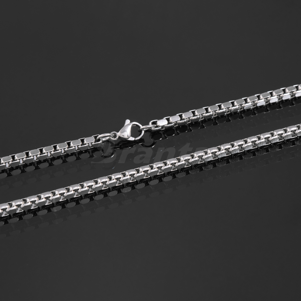 Silver Stainless Steel Italian Box Chain For Men (21.5 Inch)