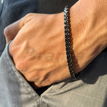 Black Chunky Link Stainless Steel Bracelet For Men (9 Inch)