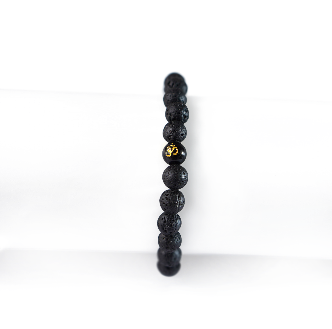 Om Symbol Lava Stone Bracelet For men