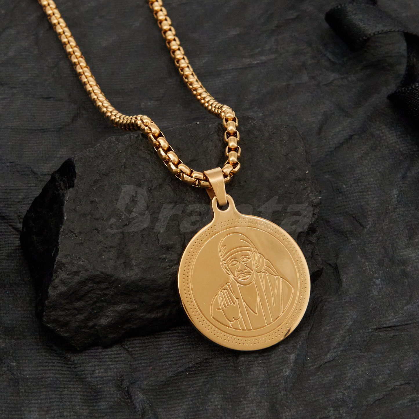 Sai Baba Gold Plated Pendant with Chain (24 Inch)