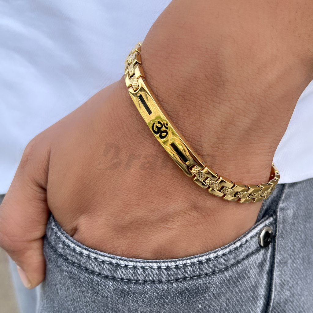 Buy Om Silicon Belt Men's Gold Bracelet Online - Brantashop