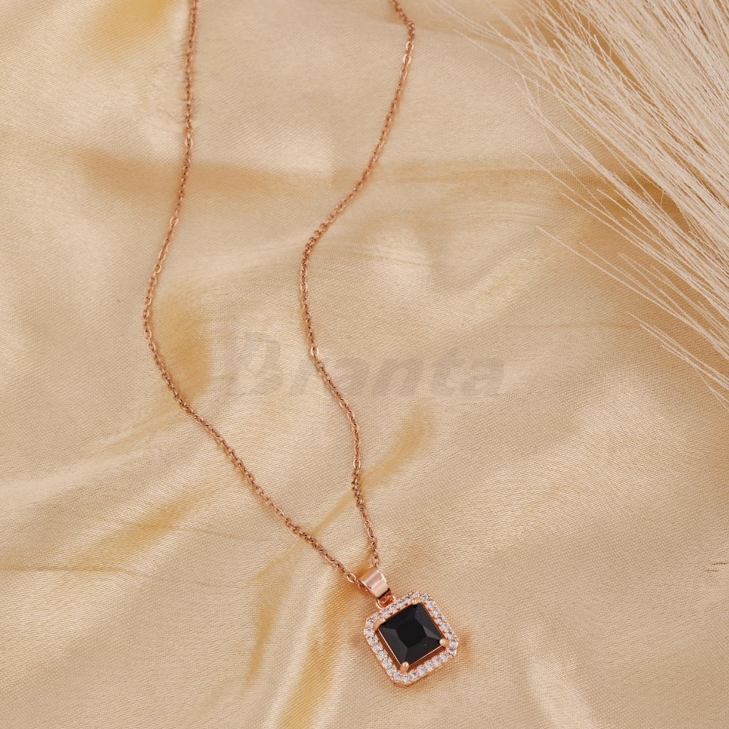black crystal diamond pendant chain