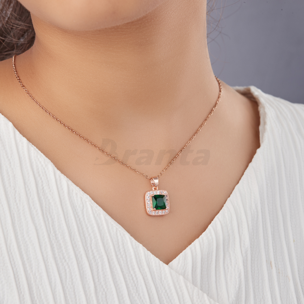 green crystal pendant necklace