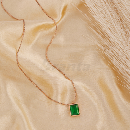 Radiant Green Emerald Pendant Necklace