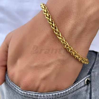 Round Wheat Bracelet For Men (8 Inch)