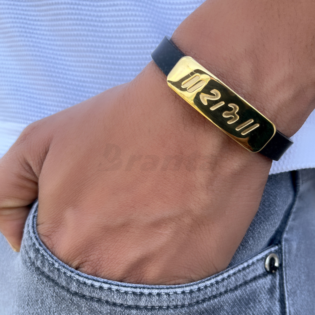 Men's Name Personalized ID Leather Bracelets