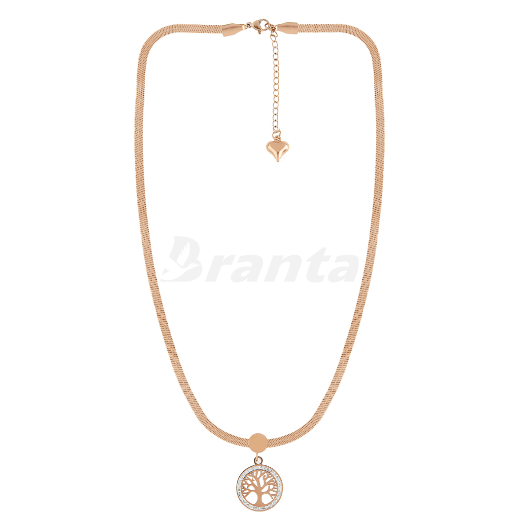Life Tree Pendant Snake Rose Gold Necklace For Women