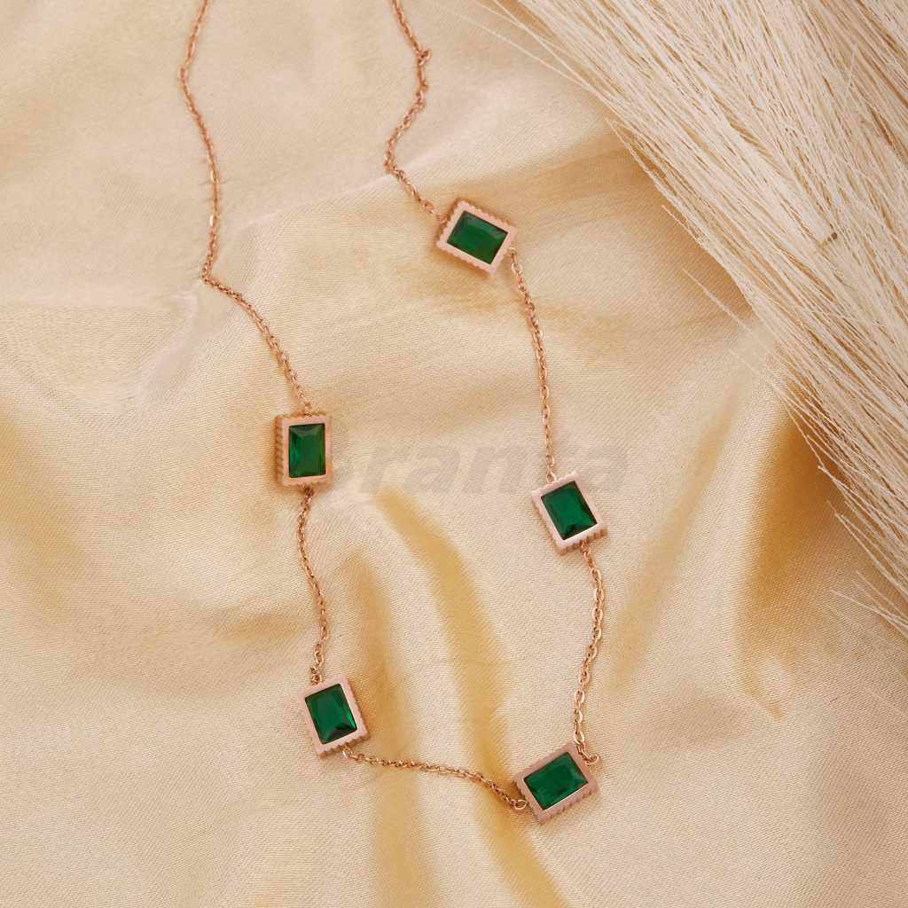 Green Emerald Rose Gold Necklace