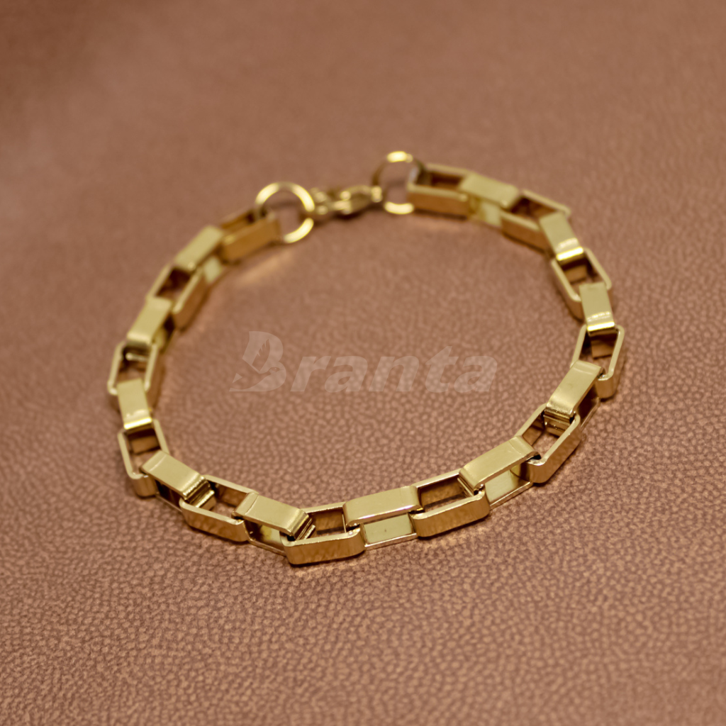 Gold Plated Square Link Bracelet (8 Inch)