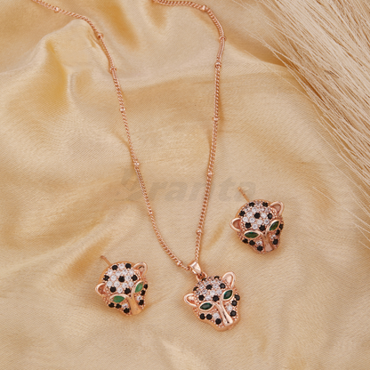 Leopard Face Earring and Necklace Set For Women