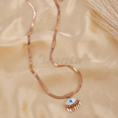 Beautiful Evil Eye Pendant Snake Rose Gold Necklace For Women