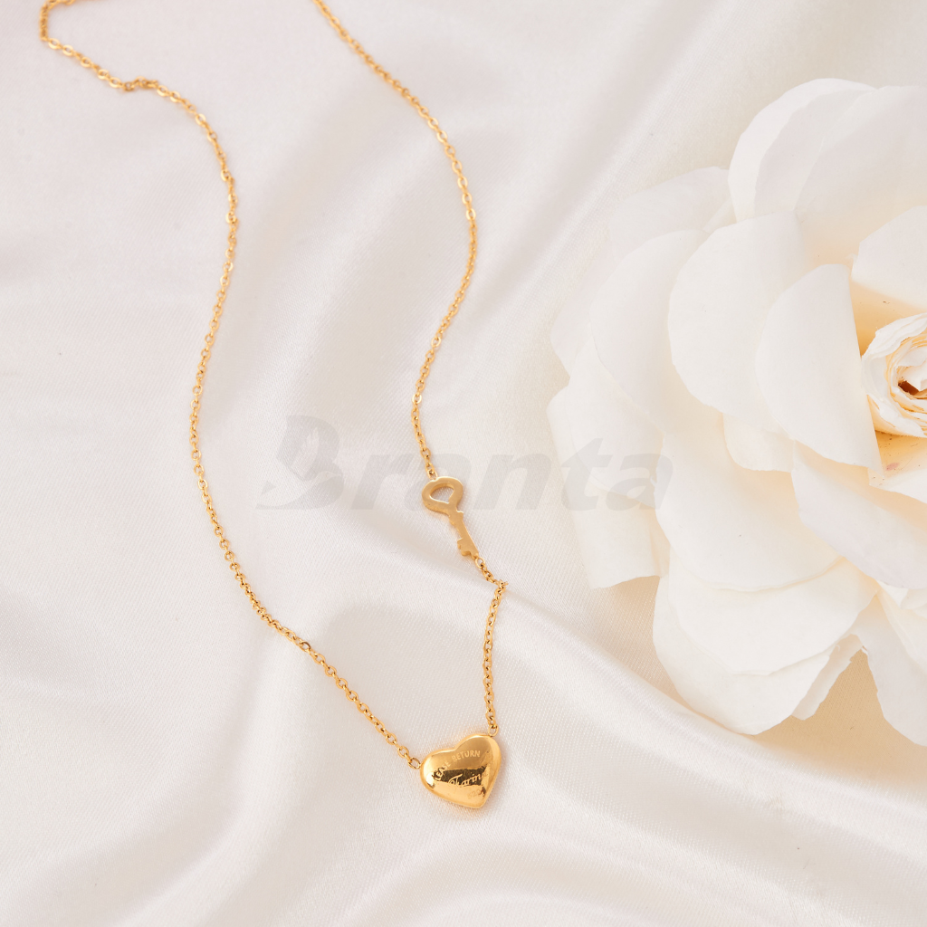 Golden Heart and Key Necklace