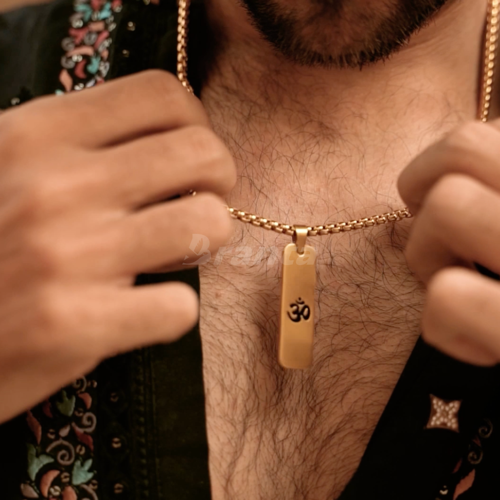 Om Matte Finish Necklace For Men (24 Inch)