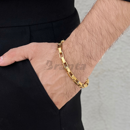 Gold Plated Square Link Bracelet (8 Inch)