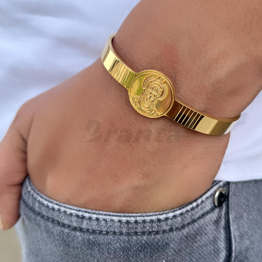 Hanuman Stainless Steel Gold Cuff Bracelet