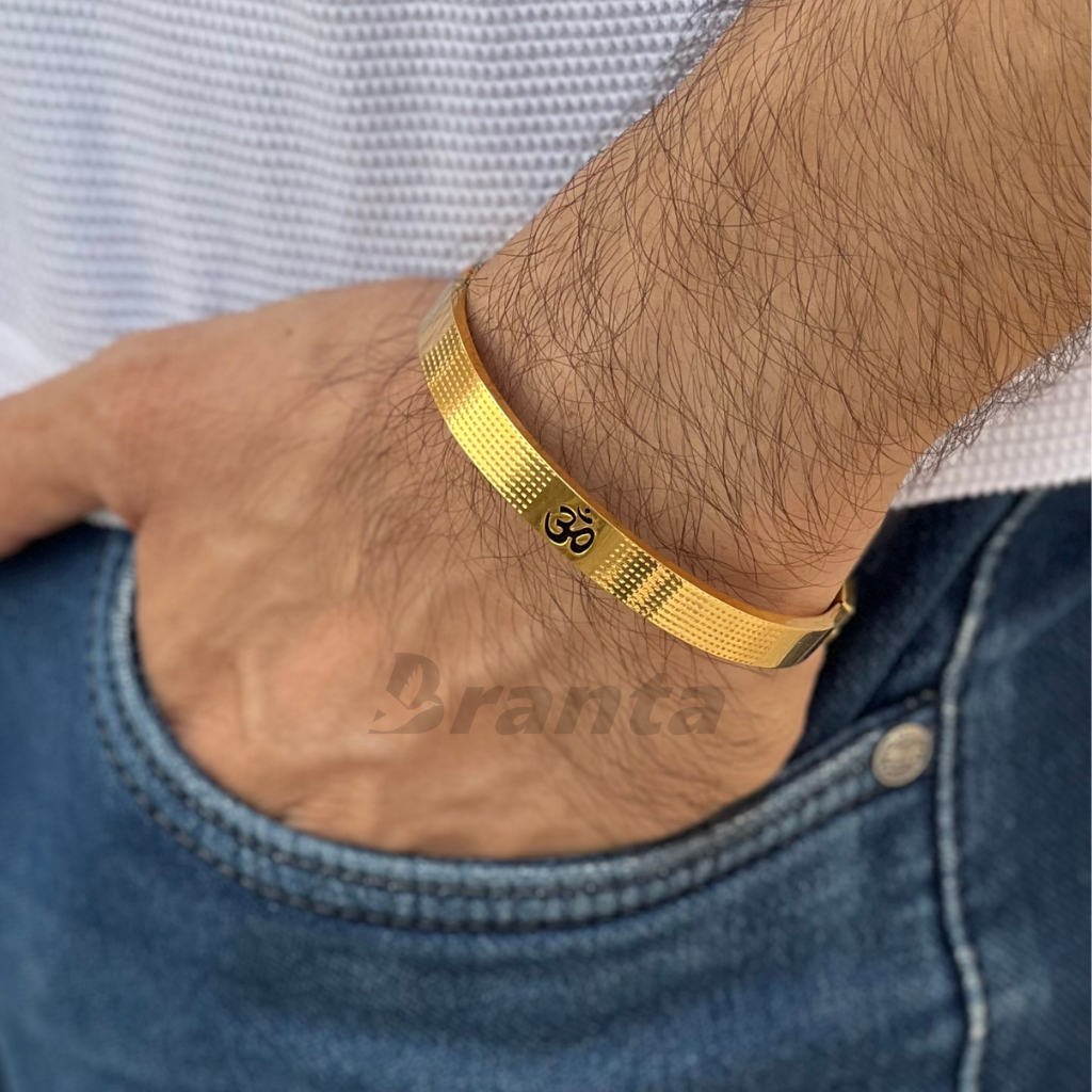 Buy Om Dotted-Pattern Gold Men's Bracelet Online – Brantashop