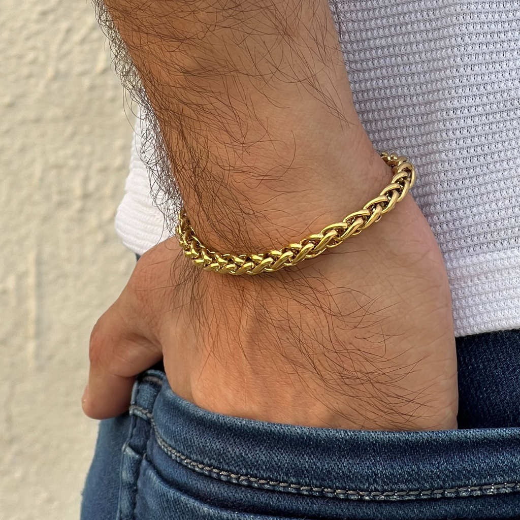 Round Wheat Bracelet For Men (8 Inch)