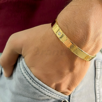 Cross Lined Gold Bracelet For Men