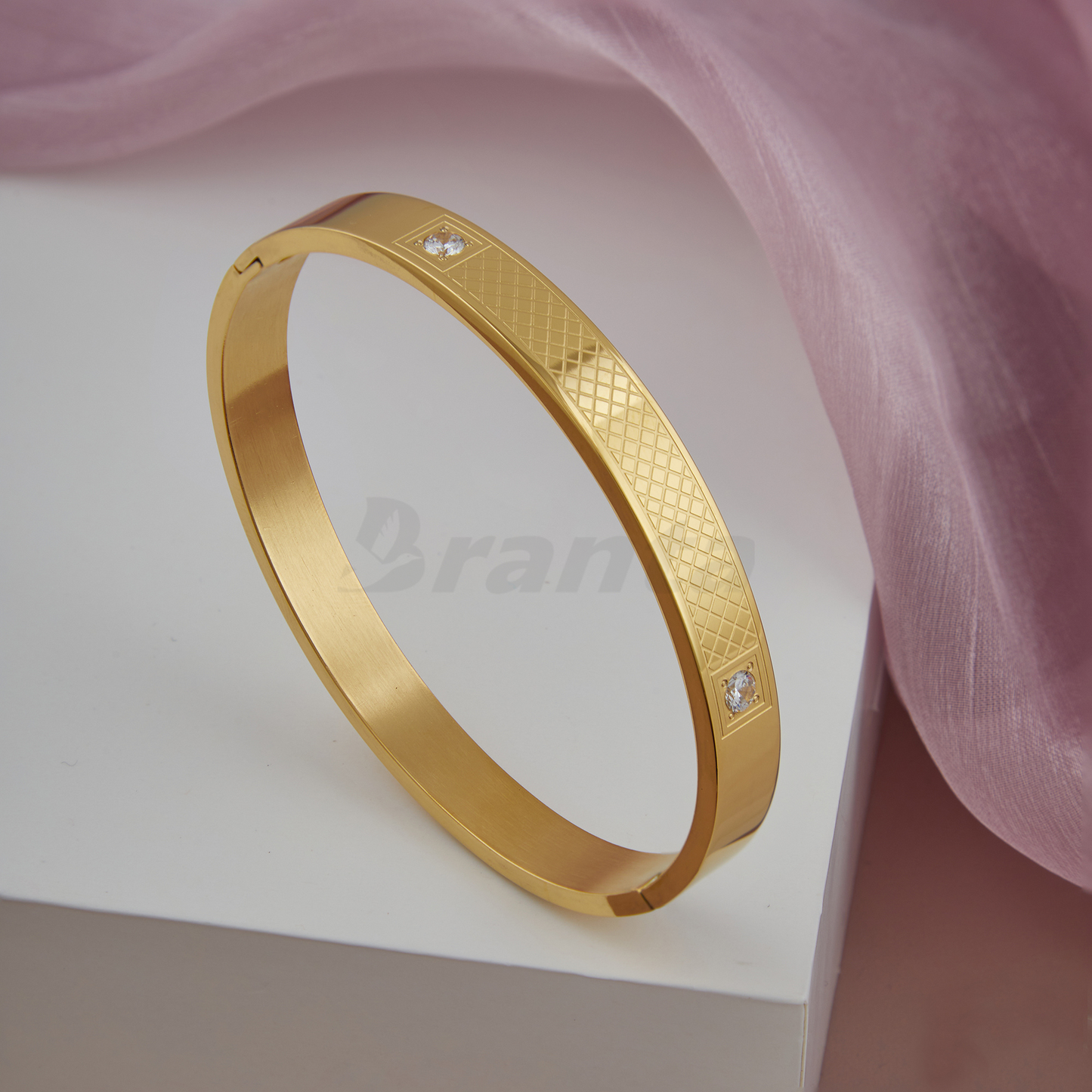 Cross Lined Gold Bracelet For Men
