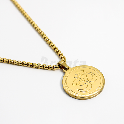 Om Pendant Gold Stainless Steel Necklace Chain For Men (24 Inch)