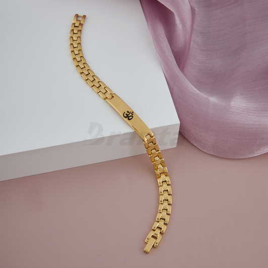 Shiny Om Loose Gold Bracelet For Men (8 Inch)