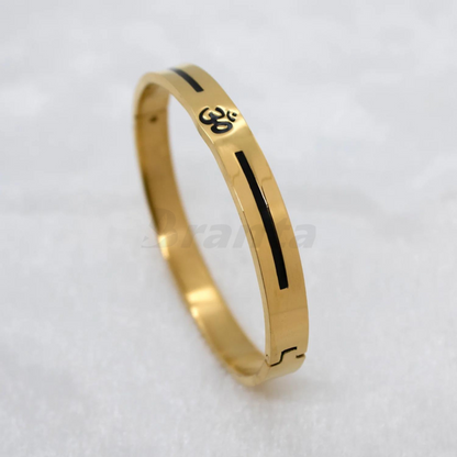 Om Men's Gold Bracelet With Black Line