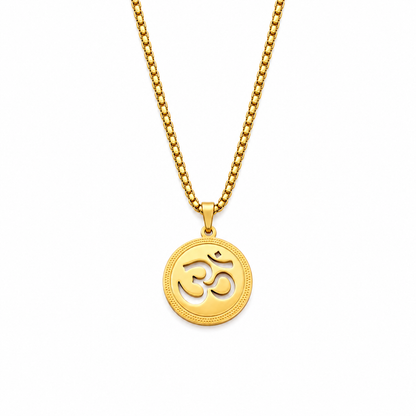 Gold Plated Detailed Cutwork Om Pendant Chain for Men | Aum Spiritual Necklace