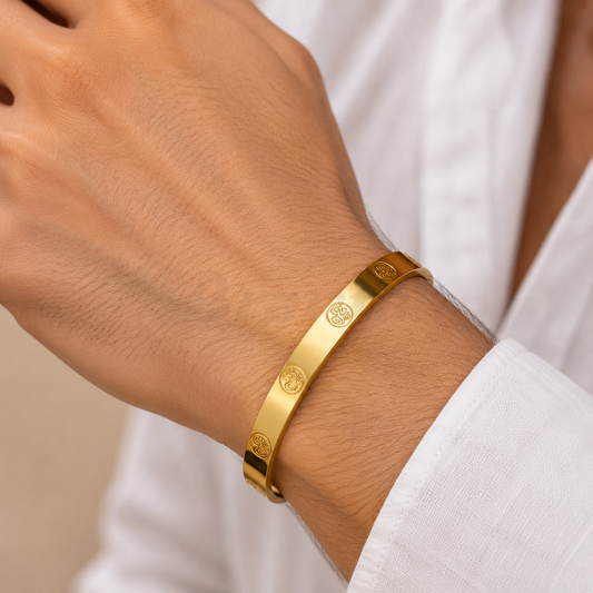 Stunning Om Men's Gold Bracelet