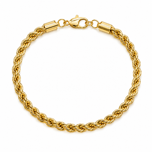 Rope Chain Bracelet in Gold Plated  (8 Inch)