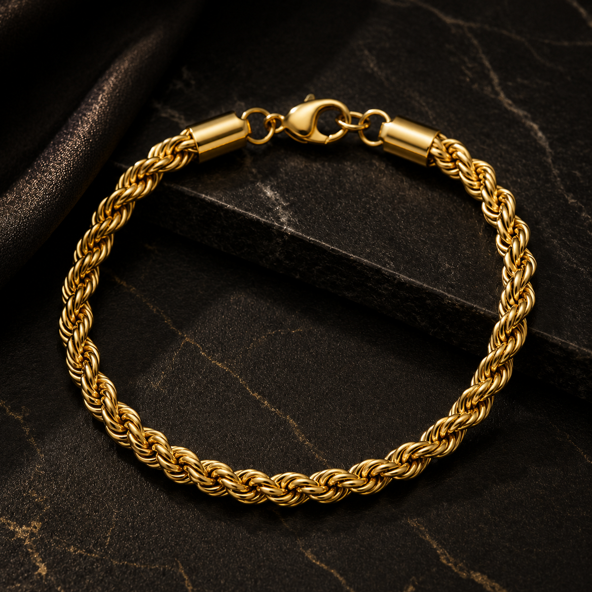 Rope Chain Bracelet in Gold Plated  (8 Inch)