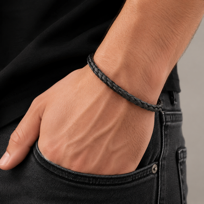 Black Fashion Charm Cuff Bracelet For Men