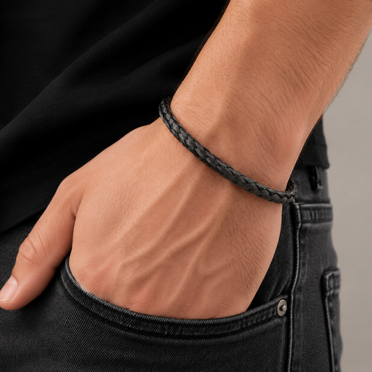 Black Fashion Charm Cuff Bracelet For Men