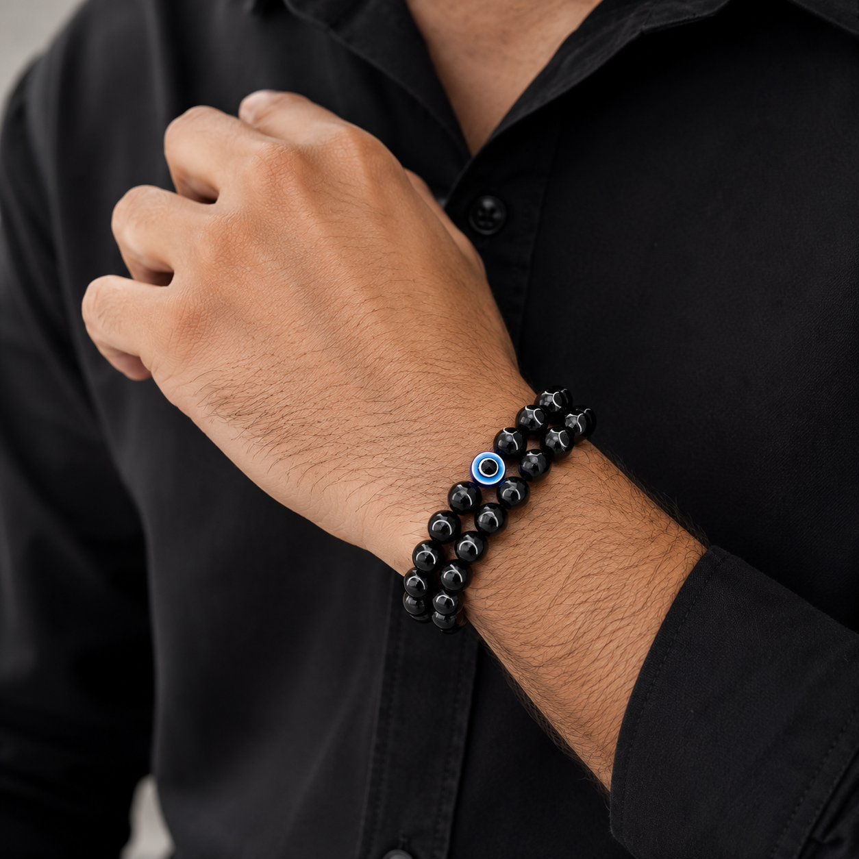 Protective Evil Eye Crystal Black Bracelet 2 Pieces Combo