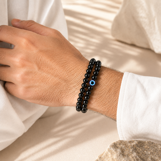 Protective Evil Eye Crystal Black Bracelet 2 Pieces Combo