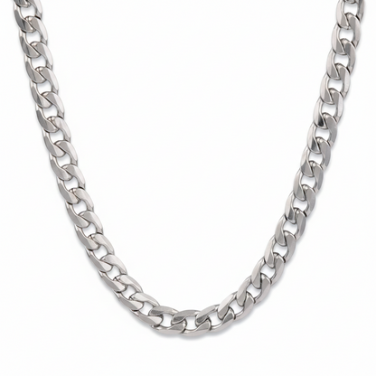 Silver Stainless Steel Curb Chain For Men (21.5 Inch)