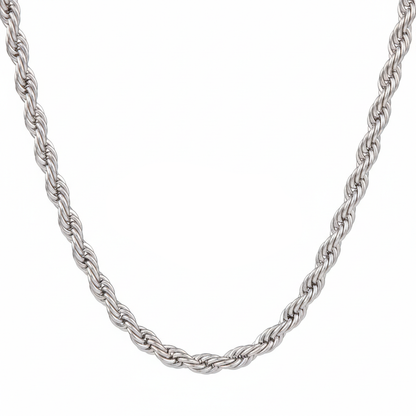 Silver Stainless Steel Rope Chain For Men ( 21.5 Inch)