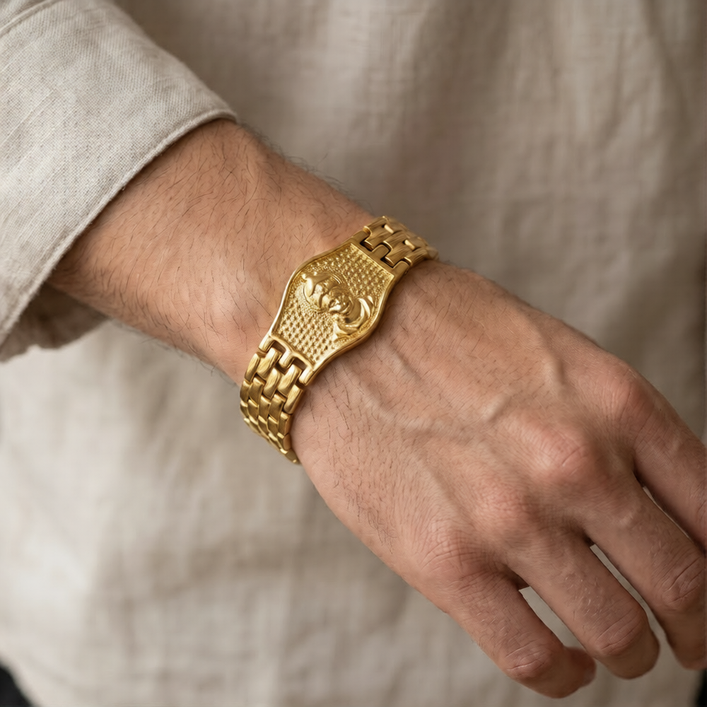 Premium Hanuman Gold Bracelet For Men (8 Inch)