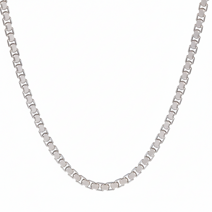 Silver Stainless Steel Italian Box Chain For Men (21.5 Inch)