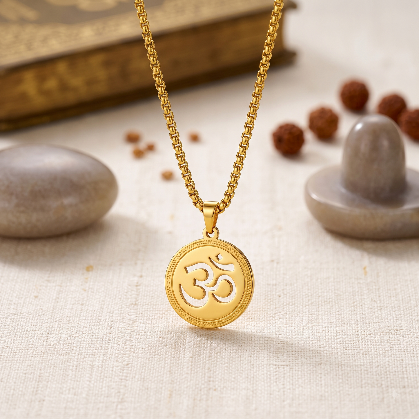 Gold Plated Detailed Cutwork Om Pendant Chain for Men | Aum Spiritual Necklace