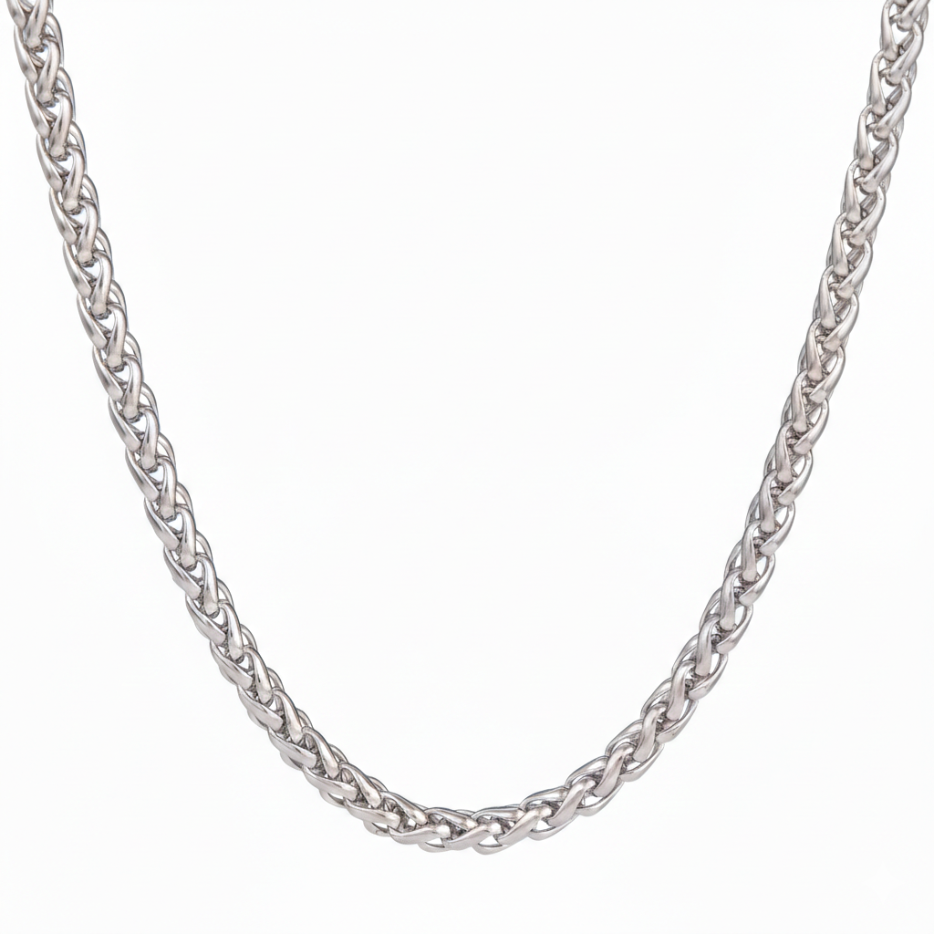 Stainless Steel Twisted Necklace Chain for Men (21.5 Inch)