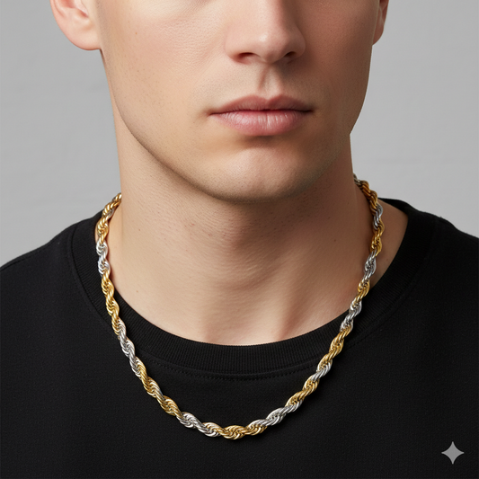 Branta Men's Gold & Silver Twist Chain (21.5 Inch)