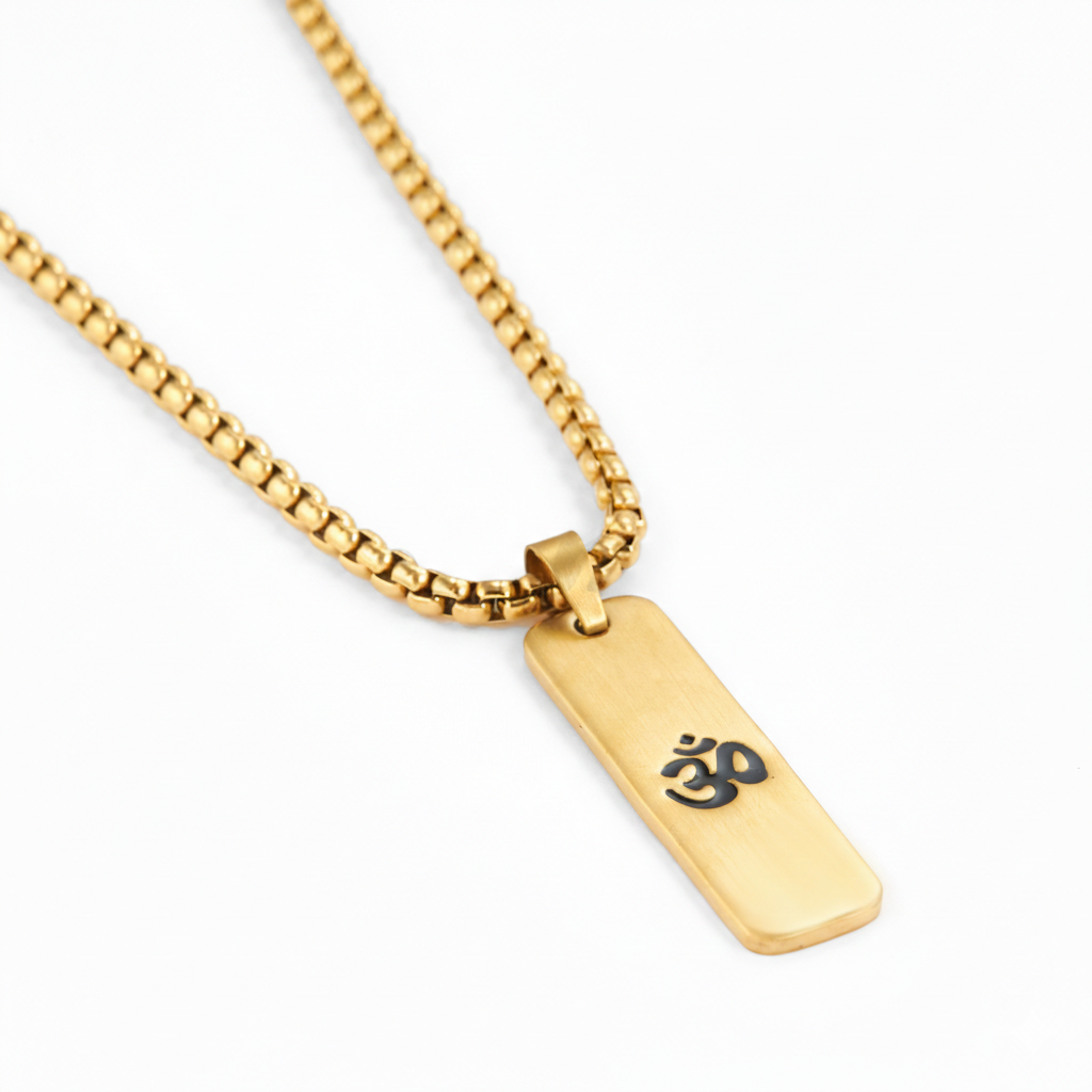 Om Matte Finish Necklace For Men (24 Inch)